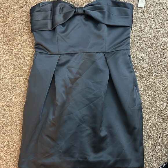 Badgley Mischka Strapless Charcoal Dress with Bow B0003 Smoke 16 - Picture 7 of 8